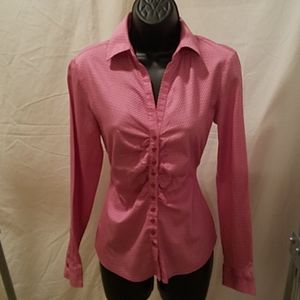 Pink and White Ruched Blouse Size Small
